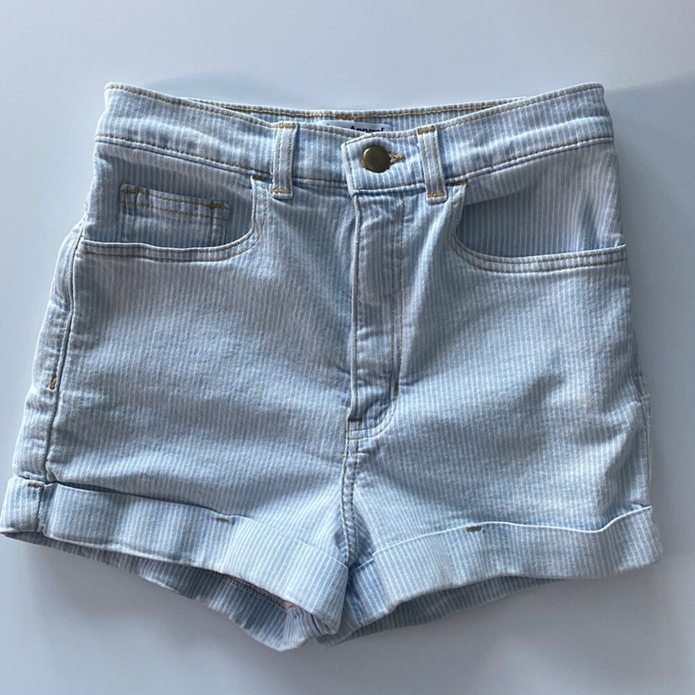 American Apparel Railroad Stripe Cuffed Hem Shorts Size 26